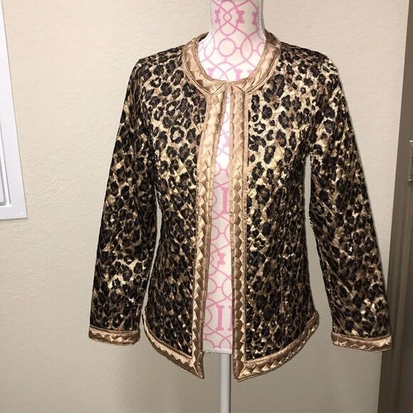 Chico’s Reversible leopard/gold reversible coat - Picture 1 of 4